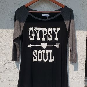 New- Gypsy soul, womens 3/4 sleeve top.